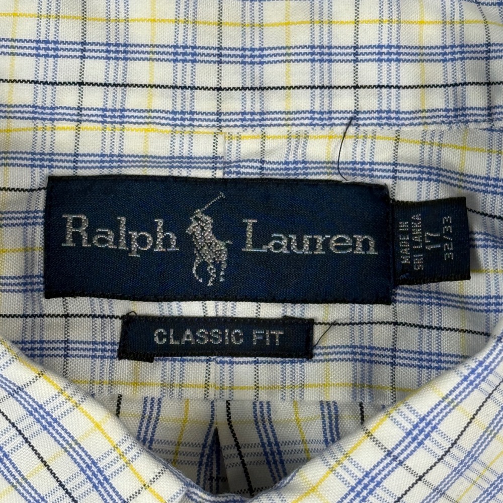 Ralph Lauren Mens Plaid Button Down Shirt Blue Yellow Classic‎ Fit 17 32/33 - Picture 3 of 10
